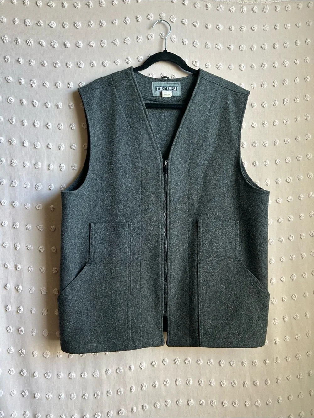 Stormy Kromer Men’s Virgin Wool Zip Up Vest Sz 42 Long Grey